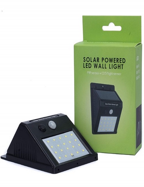 Solar Powered LED Wall Light, Motion PIR Sensor, and CDS Night Sensor
