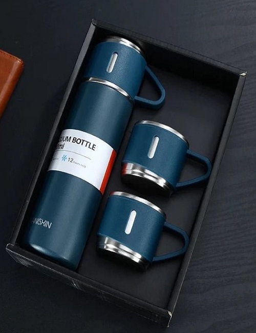Stainless Steel Vacuum Flask Hot And Cool Water Bottle with two cups